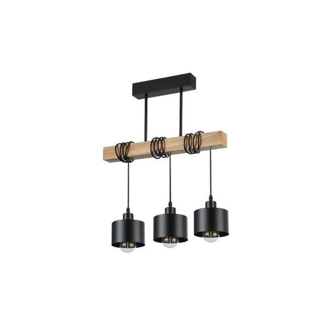 Plafondlamp industrieel eiken - hanglamp zwart 3 x E27 fitting (grote fitting) - 50 cm IP20 230V - LEDPLANET.NL