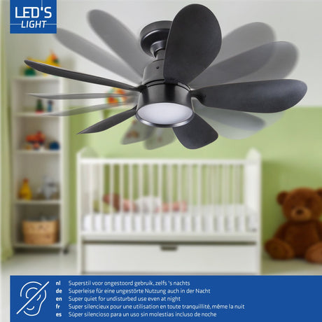 LED-Deckenleuchte mit Ventilator, 2200 Lumen, 25 W, Kaltweiß (4000 K), dimmbar, mit Fernbedienung