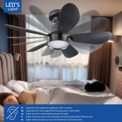 LED-Deckenleuchte mit Ventilator, 2200 Lumen, 25 W, Kaltweiß (4000 K), dimmbar, mit Fernbedienung