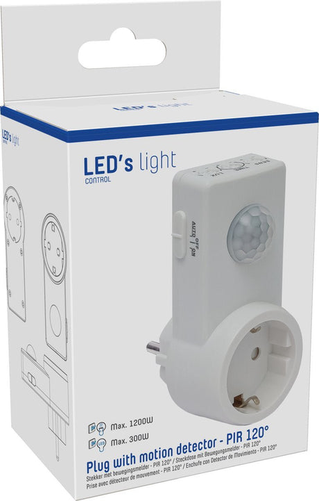 LED-Licht-Bewegungsmelder mit Steckdose – 10 Meter Reichweite – inkl. Tageslichtsensor