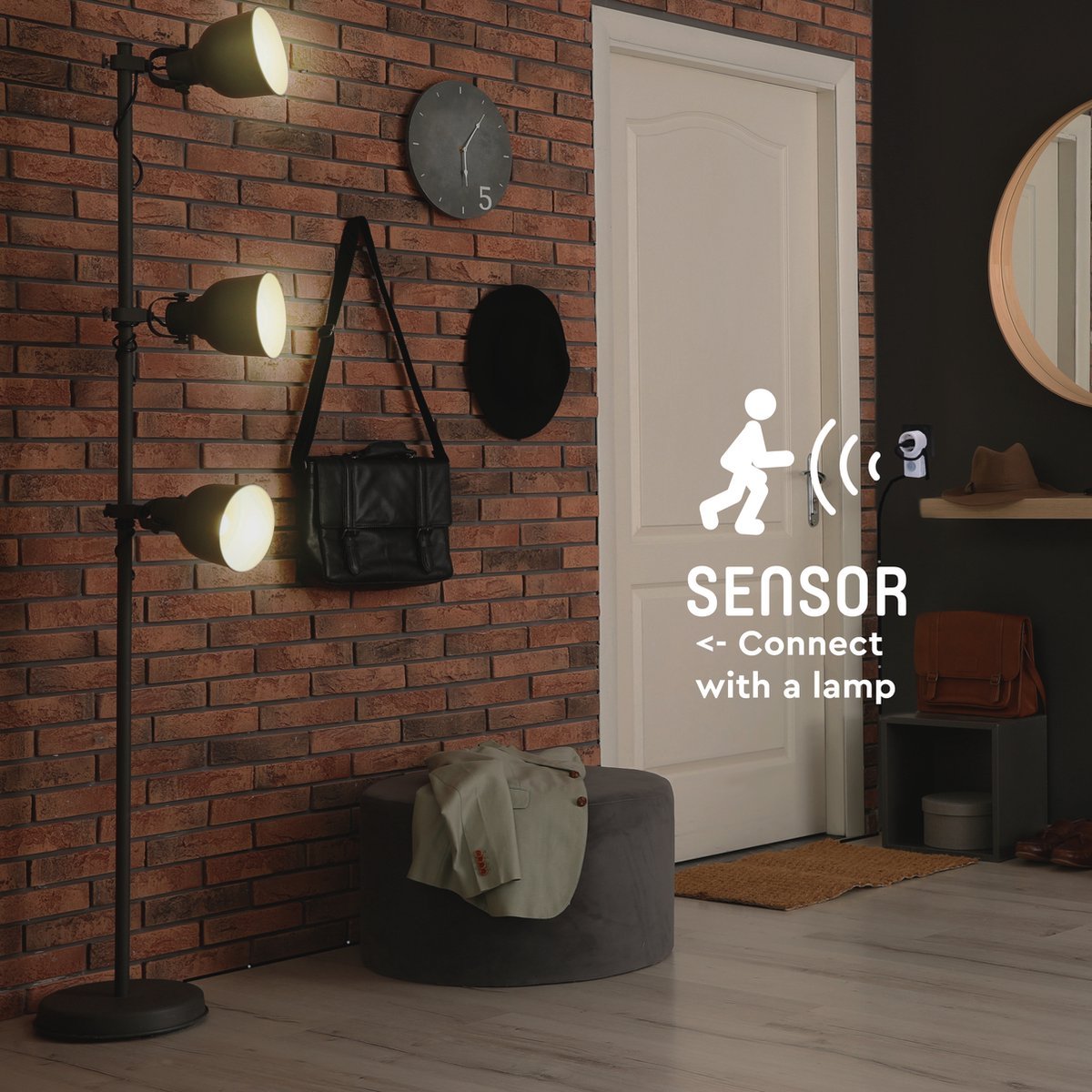 LED-Licht-Bewegungsmelder mit Steckdose – 10 Meter Reichweite – inkl. Tageslichtsensor