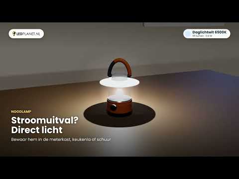 Noodlamp en campinglamp op batterijen met ophanghaak, oranje: productvideo