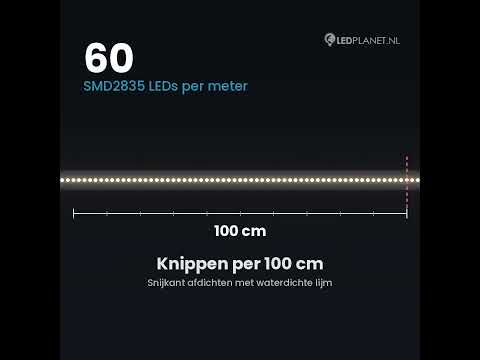 Video LED lichtslang 230V warmwit 3000K, 60 LEDs per meter