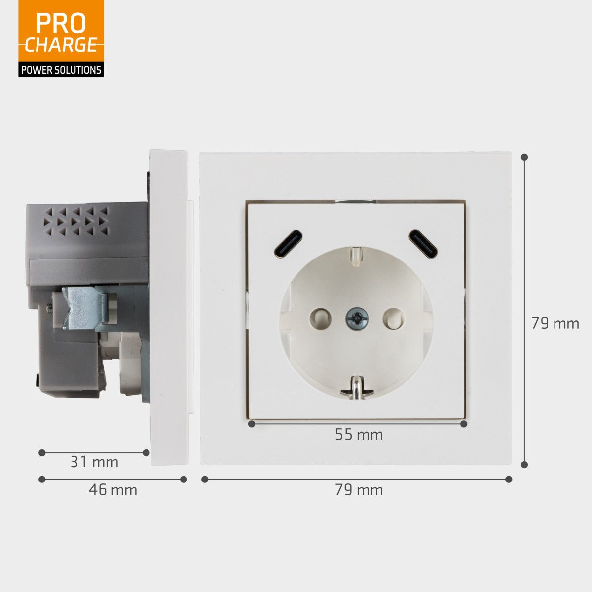 ProCharge USB-C Wall Socket - 2 USB-C Ports - 25W - White