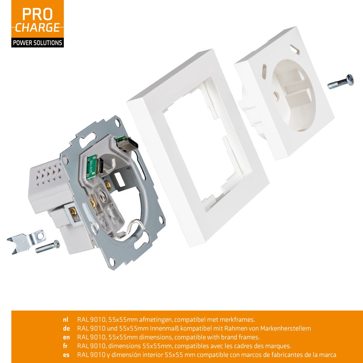 ProCharge USB-C Wall Socket - 2 USB-C Ports - 25W - White