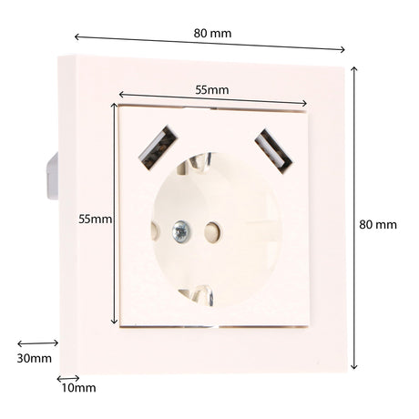 Presa a parete ProCharge con 2 caricabatterie rapidi USB - Universale - Bianca - RAL9010