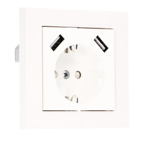 Presa a parete ProCharge con 2 caricabatterie rapidi USB - Universale - Bianca - RAL9010