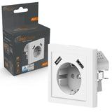 ProCharge Wandsteckdose mit 2 USB-Schnellladegeräten - Universal - Weiß - RAL9010