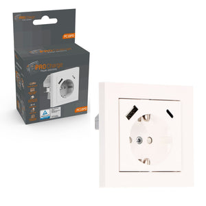 Wandcontactdoos met USB-C en USB-A Snellader - 3680W - Universeel 55x55mm - Wit