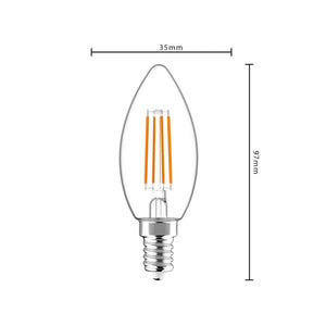 LED-Filamentkerzenlampe E14, dimmbar, 470 Lumen, 4,5 W, warmweiß (2700 K), Klarglas