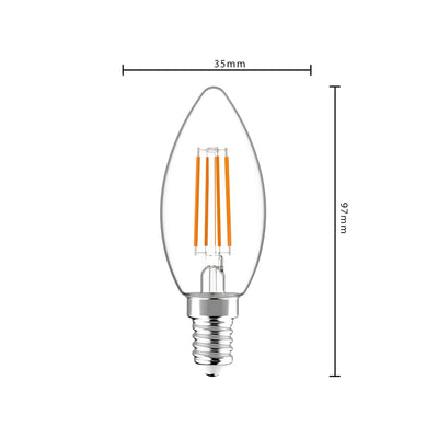 LED-Filamentkerzenlampe E14, dimmbar, 470 Lumen, 4,5 W, warmweiß (2700 K), Klarglas