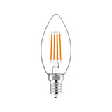 LED-Kerzenlampe E14, dimmbar, warmweiß (2700 K), 4,5 W, 470 Lumen, Glühfaden, Klarglas