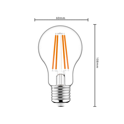 LED-Filamentlampe E27, warmweiß (2700 K), 7 W, 806 Lumen, dimmbar (A60), Klarglas