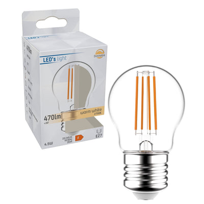 LED-Filamentlampe E27 – 470 Lumen – 4,5 W – Warmweiß (2700 K) – Dimmbar – G45-Kugel