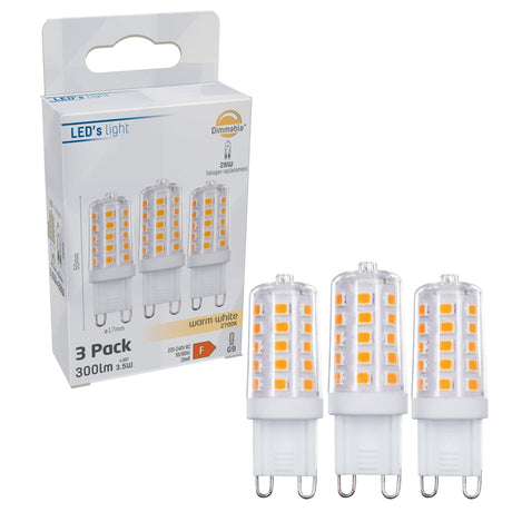 Capsula LED G9 3 pezzi - bianco caldo 2700K - 3,5W - 300 lumen - dimmerabile