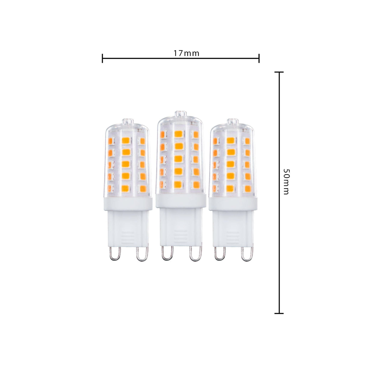 G9 LED-Kapsel, 3 Stück – Warmweiß 2700 K – 3,5 W – 300 Lumen – Dimmbar