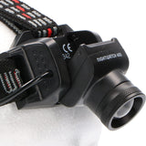 LED-Stirnlampe, kaltweiß (5000 K), dimmbar, 400 Lumen, wasserdicht (IP44), Zoomfunktion