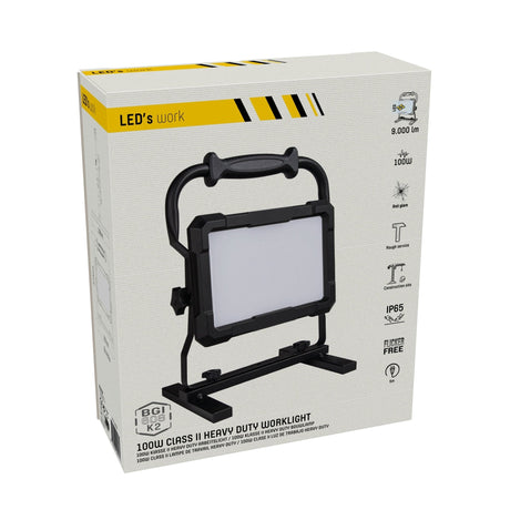 Professionelle LED-Bauleuchte 100 W – Im harten Einsatz getestet – 5 Meter Kabel – 9000 Lumen – IP65