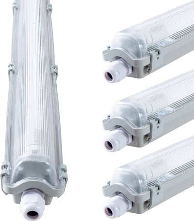 Feuchtigkeitsbeständige LED-Leuchte, 2880 Lumen, 24 W, 6500 K Tageslichtweiß, Schutzart IP65, 150 cm, 4 Stück