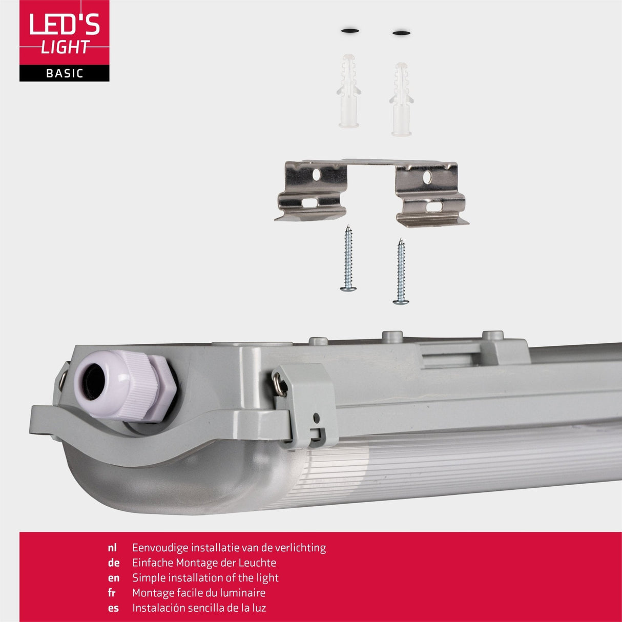 Proventa LED TL 4 dubbel armaturen met 8 buizen 150 cm - Koud wit licht 6500 K - Waterdicht - 4 stuks