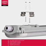 Proventa LED TL 4 dubbel armaturen met 8 buizen 150 cm - Koud wit licht 6500 K - Waterdicht - 4 stuks