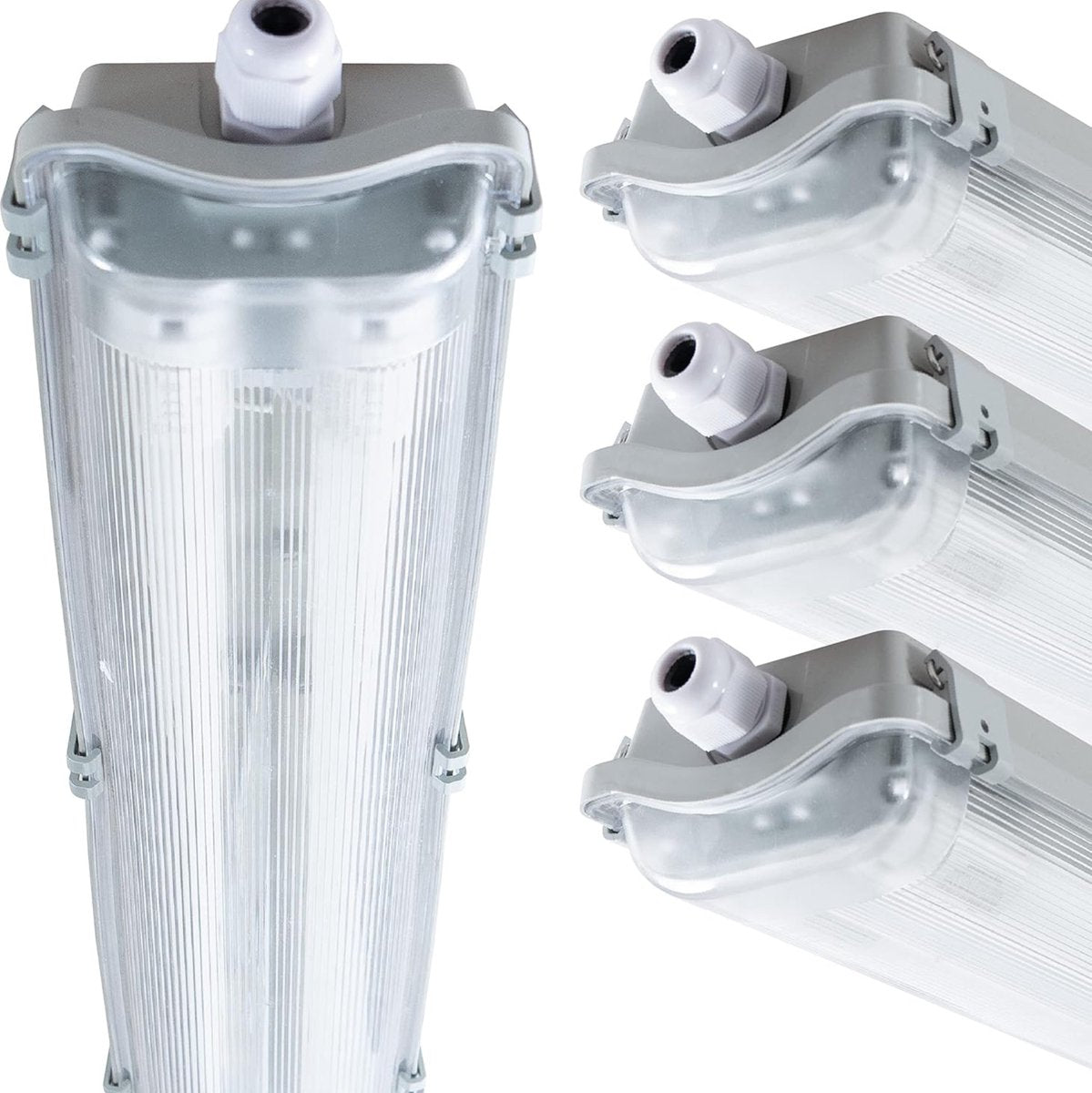 Proventa LED TL 4 dubbel armaturen met 8 buizen 150 cm - Koud wit licht 6500 K - Waterdicht - 4 stuks