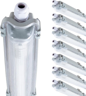 Feuchtigkeitsbeständige LED-Leuchte, 2880 Lumen, 24 W, Tageslichtweiß (6500 K), Schutzart IP65, 150 cm, 8er-Pack