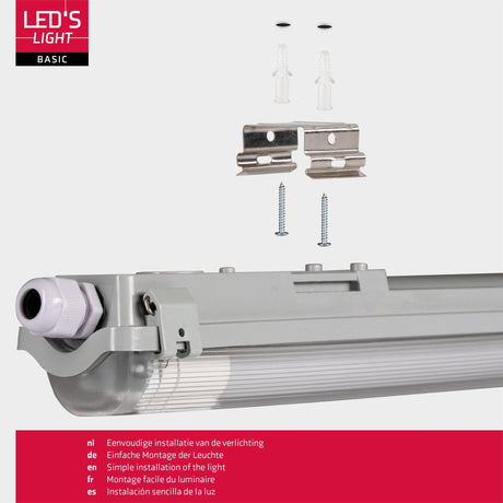 LED TL Armatuur 2160 Lumen - 18W - Daglichtwit - IP65 Waterdicht - 120cm - Inclusief LED Buis