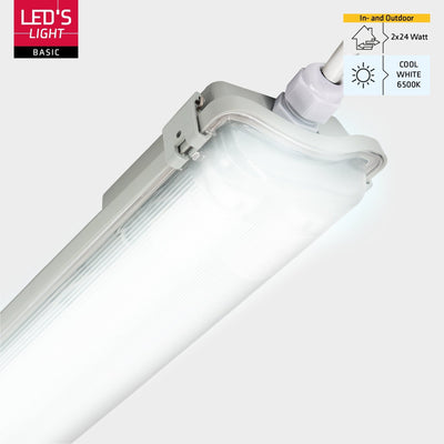 Feuchtigkeitsbeständige LED-Leuchte, 5760 Lumen, 48 W, Tageslichtweiß (6500 K), 150 cm, Schutzart IP65, 8er-Pack