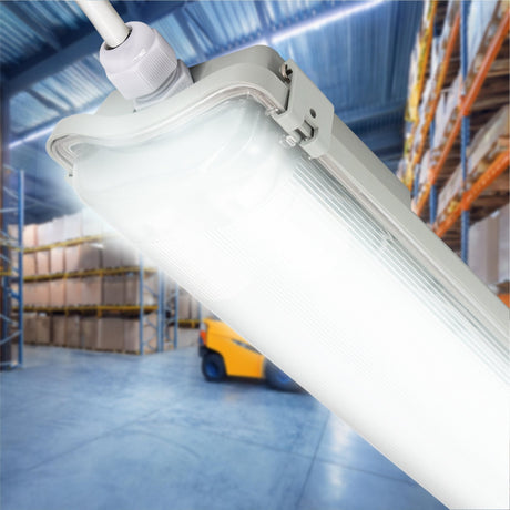 Proventa LED TL Doppelleuchte mit 2 Röhren 150 cm - Kaltweißes Licht 6500 K - Wasserdicht - Komplettset