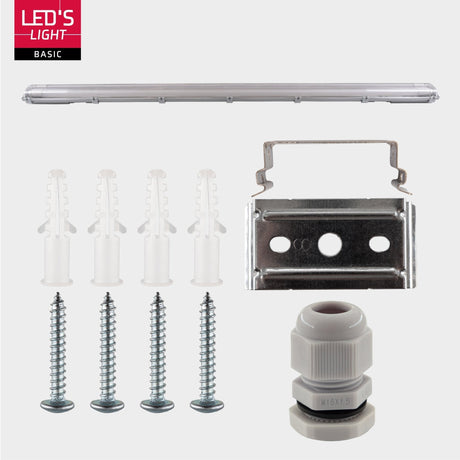 Proventa LED TL Doppelleuchte mit 2 Röhren 150 cm - Kaltweißes Licht 6500 K - Wasserdicht - Komplettset