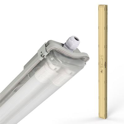 Apparecchio LED doppio Proventa per tubi fluorescenti con 2 tubi da 150cm - Luce bianca fredda 6500K - Impermeabile - Set completo
