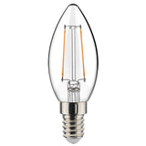 LED-Kerzenlampe E14, warmweiß (2700 K), 2,5 W, 250 Lumen, Glühfaden, Klarglas