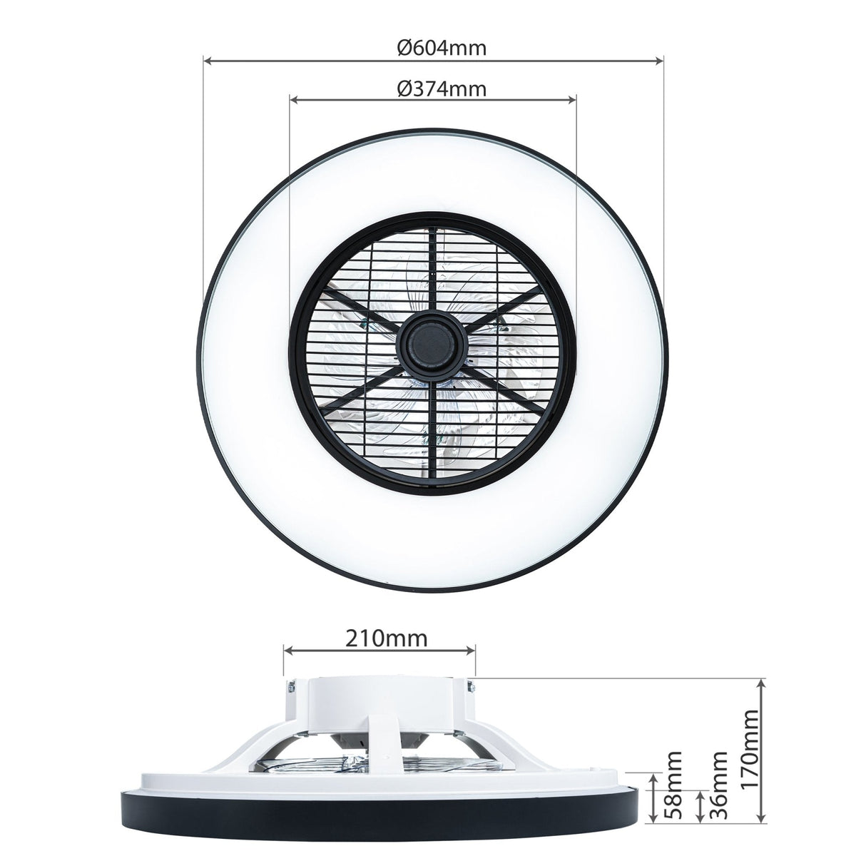 Proventa Premium Plafondventilator met lamp 60 cm - Zomer- en winterstand met afstandsbediening - Zwart