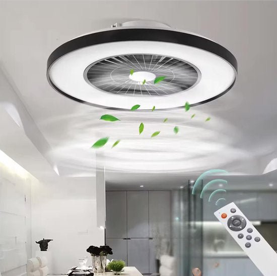 Proventa Premium Plafondventilator met lamp 60 cm - Zomer- en winterstand met afstandsbediening - Zwart