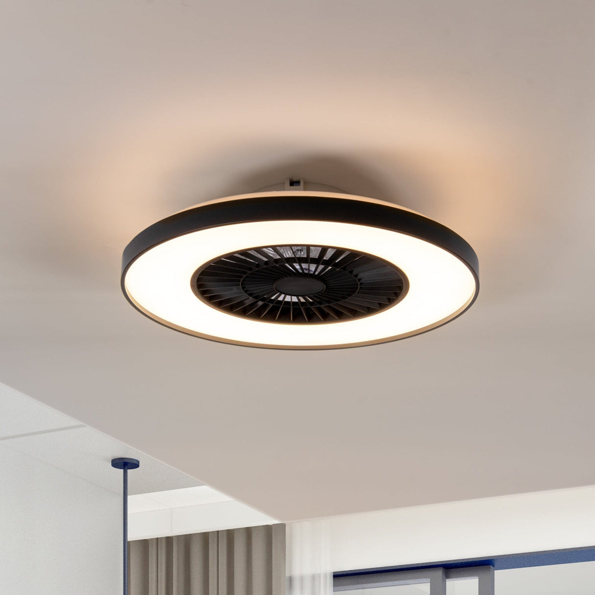 Proventa Premium Plafondventilator met lamp 60 cm - Zomer- en winterstand met afstandsbediening - Zwart