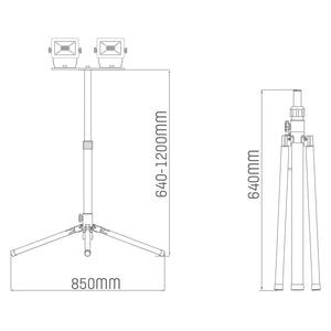 LED's Work Bouwlamp met DUO Statief 4250 - IP54 waterdicht - In hoogte verstelbaar tot 1,20 meter