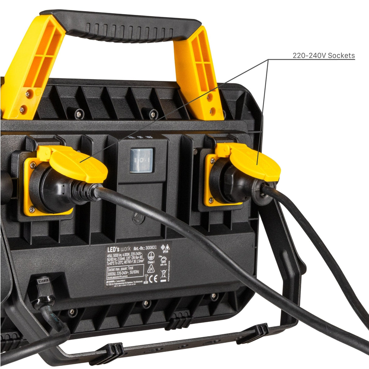 LED's Work Bouwlamp 5000 - 2 extra stopcontacten - 5 meter snoer - IP54 water- en stofbestendig