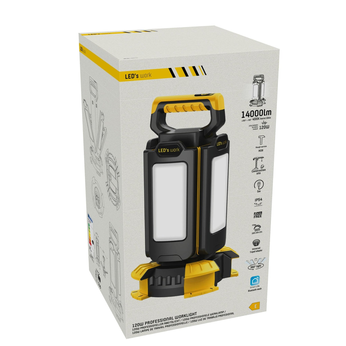 LED's Work NovaLight Bouwlamp 14000 - 4 lichtpunten - Dimbaar - IP54 waterdicht en stofdicht