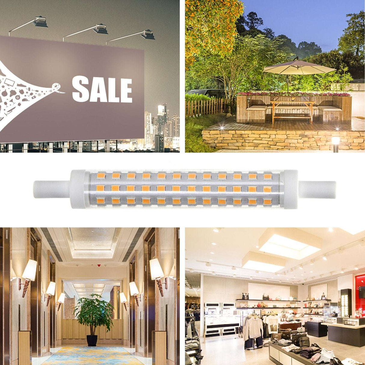 R7s staaflamp flame warmwit 2000K dimbaar - triac | 118mmx15mm - LED 10W=90W halogeen - 900~1000 Lumen - LEDPLANET.NL