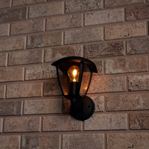 Retro LED-Wandleuchte mit E27-Fassung - Jesi - IP44 - Schwarz