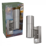 LED's Light RVS LED-Außenleuchte mit Bewegungsmelder - 2 Lichter auf &amp; ab - IP44 - Silber