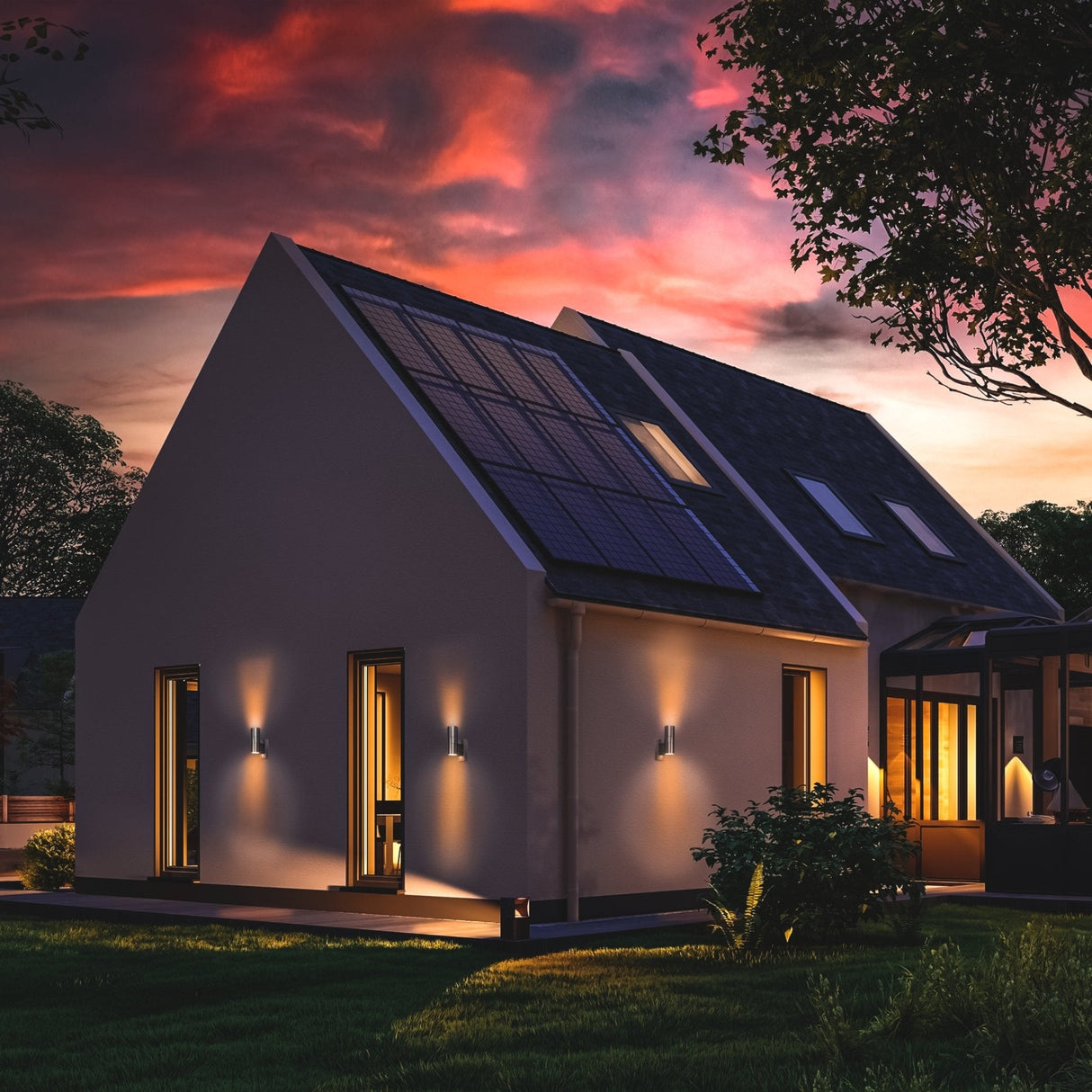 LED's Light RVS LED-Außenleuchte mit Bewegungsmelder - 2 Lichter auf &amp; ab - IP44 - Silber