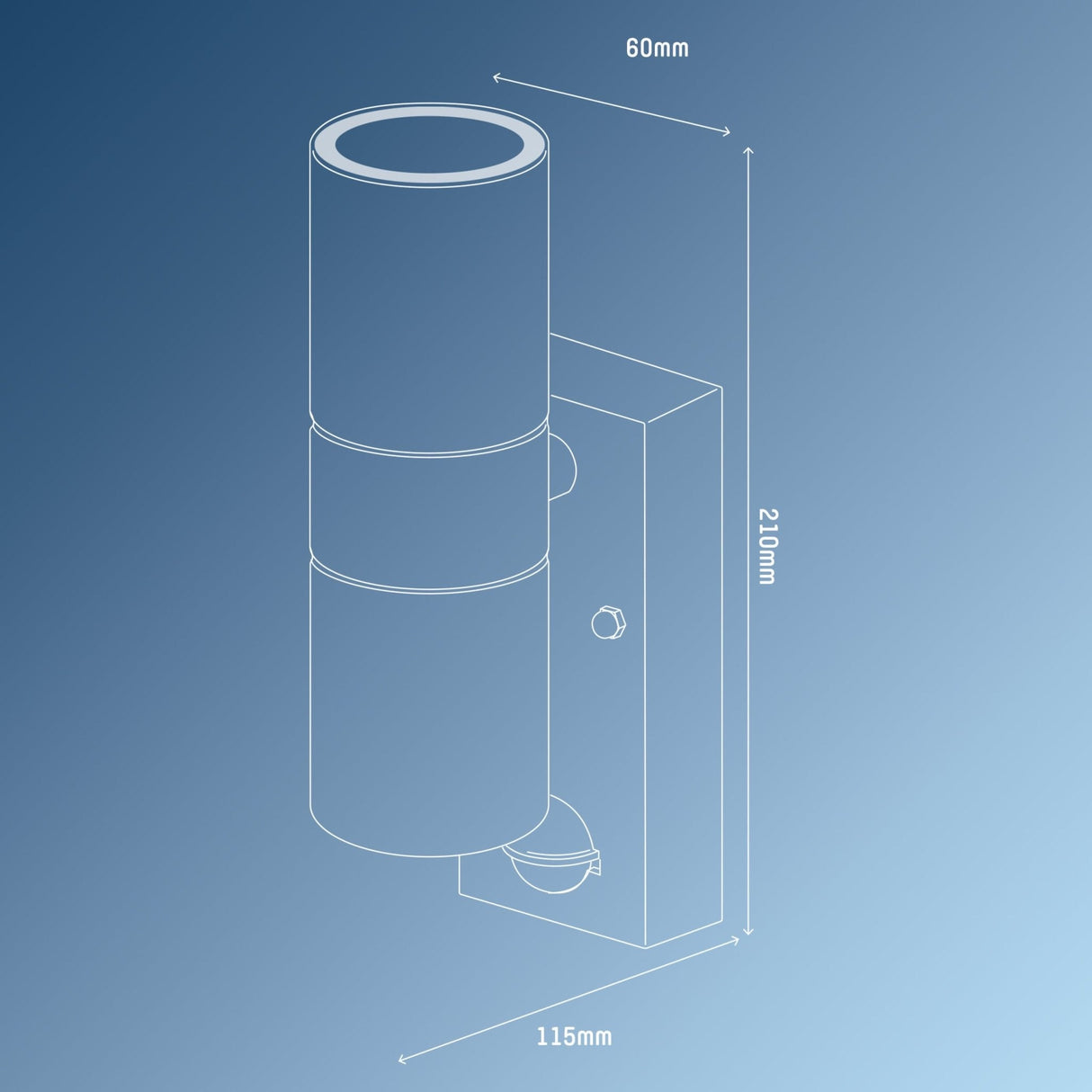 LED's Light RVS LED-Außenleuchte mit Bewegungsmelder - 2 Lichter auf &amp; ab - IP44 - Silber