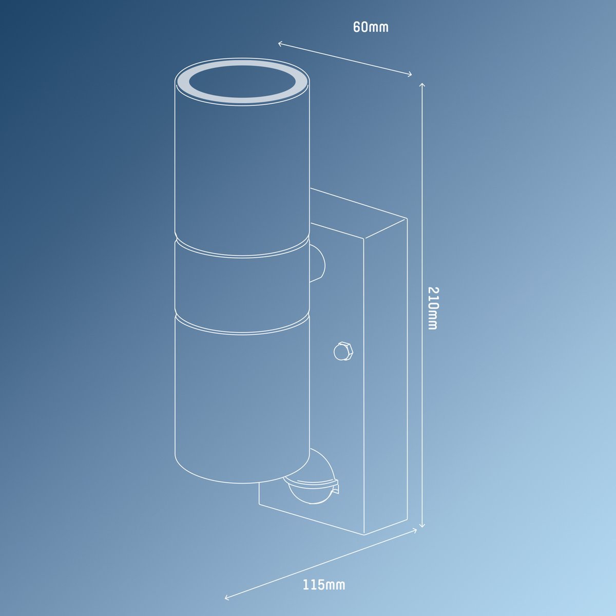 LED's Light RVS LED-Außenleuchte mit Bewegungsmelder - 2 Lichter auf &amp; ab - IP44 - Schwarz