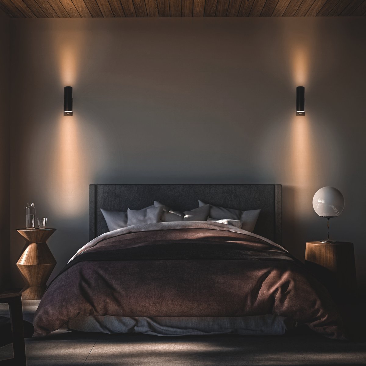 LED's Light RVS LED-Außenleuchte mit Bewegungsmelder - 2 Lichter auf &amp; ab - IP44 - Schwarz