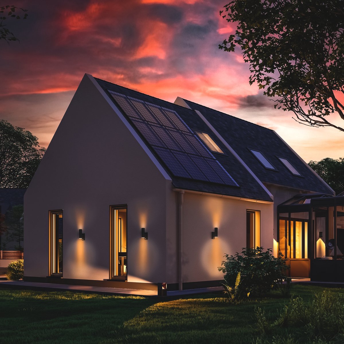 LED's Light RVS LED-Außenleuchte mit Bewegungsmelder - 2 Lichter auf &amp; ab - IP44 - Schwarz