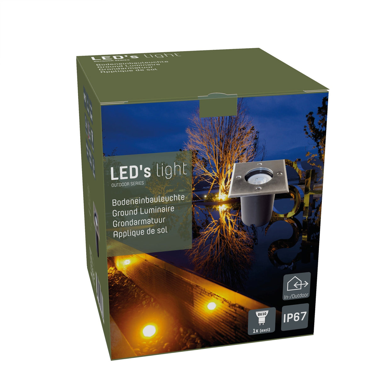 LED's Light RVS LED Bodeneinbaustrahler quadratisch - Für Einfahrt und Garten - IP67 wasserdicht - Silber