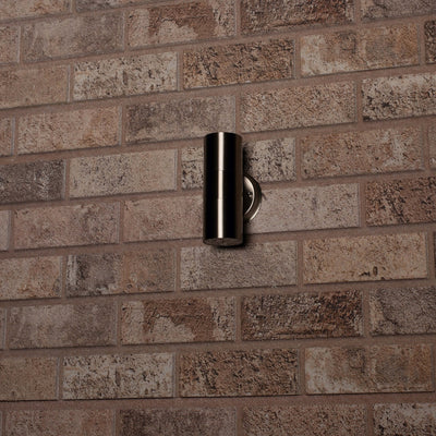 LED outdoor wall spotlight - 2x GU10 fitting - Up-down light - IP44 - Stainless steel - Silver