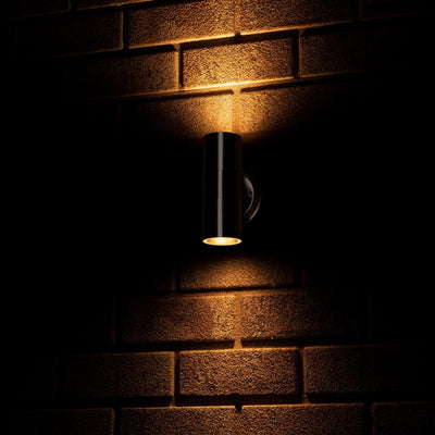 LED outdoor wall spotlight - 2x GU10 fitting - Up-down light - IP44 - Stainless steel - Silver